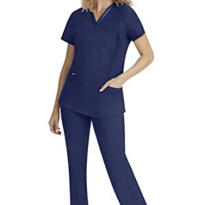 Healing Hands Scrubs Top 3 Pocket V-Neck 2278 Jasmin Womens Scrub Top Purple Label Scrubs for Women Navy M