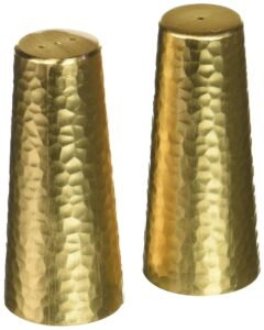 matte gold two tone salt-and-pepper-mills, 3.2" tall, matte gold two tone