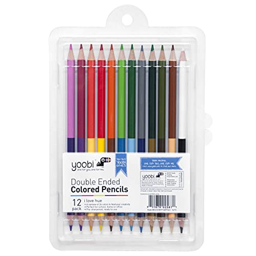 Yoobi Double-Ended Colored Pencils | Multicolor | 12pk | School, Home, Office Use