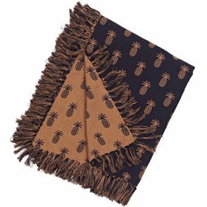 home collection by raghu pineapple jacquard black & mocha afghan throw blanket, 50" x 60"