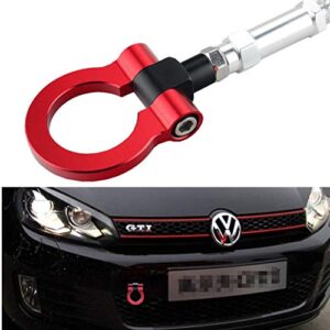 DEWHEL JDM Front Tow Hook Towing Eye Loop Bracket Ring Racing Auto Aluminum Compatible with Volkswagen Golf MK6 2010-2014 (Red-Golf GTI)