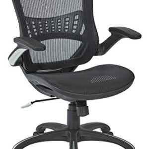 Office Star Riley Ventilated Manager's Office Desk Chair with Breathable Mesh Seat and Back, Black Base with Black