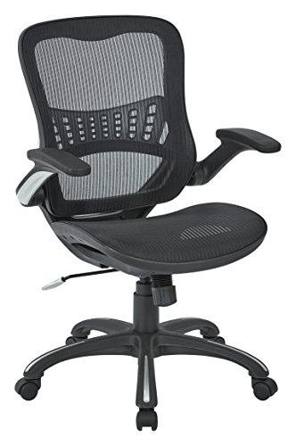 Office Star Riley Ventilated Manager's Office Desk Chair with Breathable Mesh Seat and Back, Black Base with Black