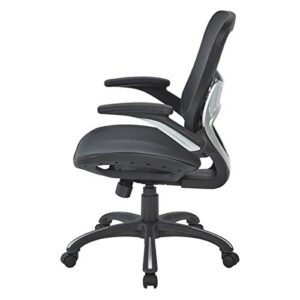 Office Star Riley Ventilated Manager's Office Desk Chair with Breathable Mesh Seat and Back, Black Base with Black