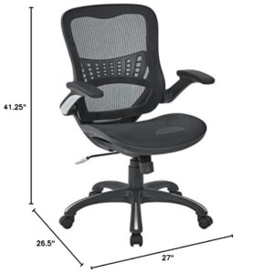 Office Star Riley Ventilated Manager's Office Desk Chair with Breathable Mesh Seat and Back, Black Base with Black