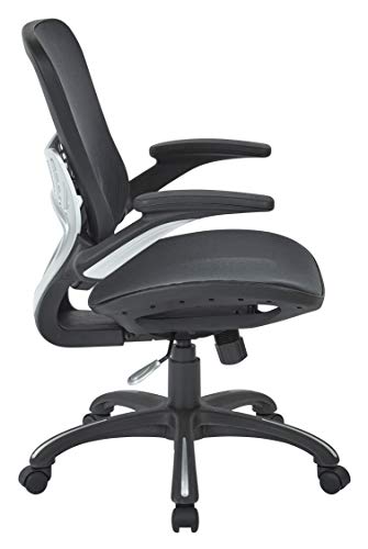 Office Star Riley Ventilated Manager's Office Desk Chair with Breathable Mesh Seat and Back, Black Base with Black