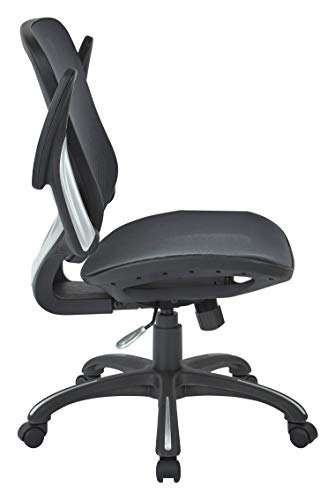 Office Star Riley Ventilated Manager's Office Desk Chair with Breathable Mesh Seat and Back, Black Base with Black