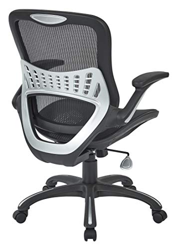 Office Star Riley Ventilated Manager's Office Desk Chair with Breathable Mesh Seat and Back, Black Base with Black