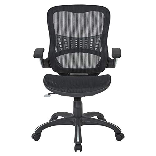 Office Star Riley Ventilated Manager's Office Desk Chair with Breathable Mesh Seat and Back, Black Base with Black