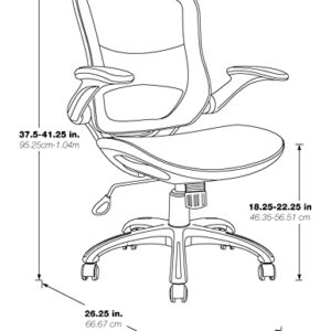 Office Star Riley Ventilated Manager's Office Desk Chair with Breathable Mesh Seat and Back, Black Base with Black