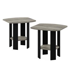 furinno simple design end table, 2-pack, french oak grey/black