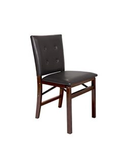 meco stakmore parson’s folding chair espresso bonded leather finish, set of 2,