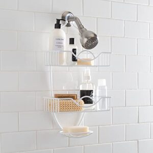 Bath Bliss 4010-WHT Rainbow Style Caddy, Over The Shower Head, Rust Proof, Bathroom, Bath Organizer, 3 Tier, in White