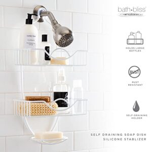 Bath Bliss 4010-WHT Rainbow Style Caddy, Over The Shower Head, Rust Proof, Bathroom, Bath Organizer, 3 Tier, in White