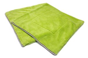 autofiber [motherfluffer] mega plush rinseless car wash towel 16"x16" - 2 pack (green)