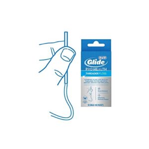 Glide Threader Floss, 30-Count Boxes of Single-Use Packets (Pack of 6)