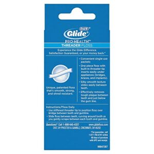 Glide Threader Floss, 30-Count Boxes of Single-Use Packets (Pack of 6)