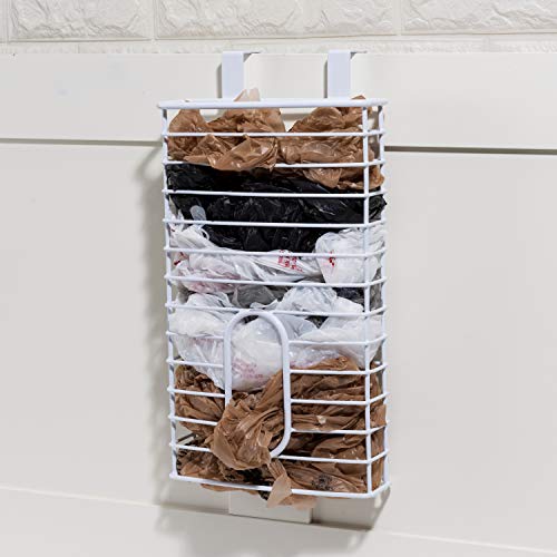 Home Basics over the Cabinet Plastic Bag Organizer and Grocery Bag Holder, White