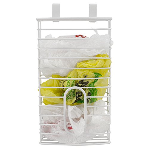 Home Basics over the Cabinet Plastic Bag Organizer and Grocery Bag Holder, White