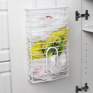 Home Basics over the Cabinet Plastic Bag Organizer and Grocery Bag Holder, White