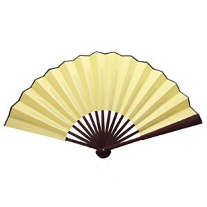 trendbox chinese traditional nylon-cloth handheld folding fan - cream yellow