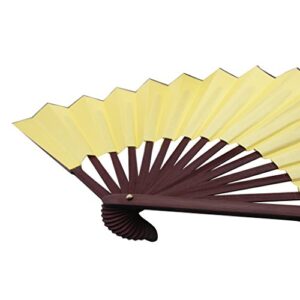 TRENDBOX Chinese Traditional Nylon-Cloth Handheld Folding Fan - Cream Yellow