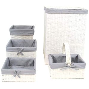 five pc hamper and basket set, white/gray