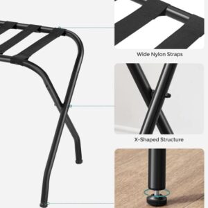 SONGMICS Luggage Rack, Luggage Rack for Guest Room, Suitcase Stand, Steel Frame, Foldable, for Bedroom, Black URLR64B