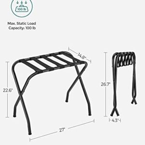 SONGMICS Luggage Rack, Luggage Rack for Guest Room, Suitcase Stand, Steel Frame, Foldable, for Bedroom, Black URLR64B