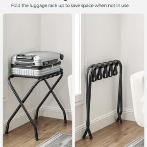 SONGMICS Luggage Rack, Luggage Rack for Guest Room, Suitcase Stand, Steel Frame, Foldable, for Bedroom, Black URLR64B