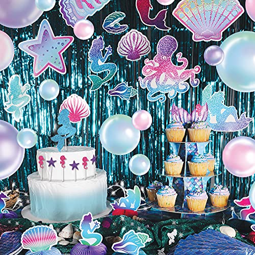Beistle 20 Piece Durable Printed Paper Under The Sea Ocean Theme Bubble Cut Outs for Nautical Mermaid Decorations Birthday Party Supplies, Assorted Sizes, Pink/Blue/Purple