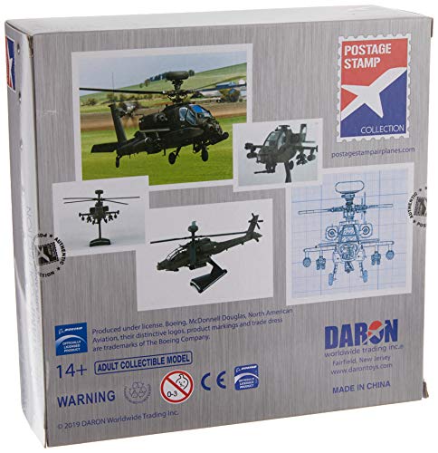 Daron Postage Stamp Boeing AH-64D Apache Longbow 1/100 Scale Diecast Display Model with Stand ,Medium