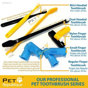 Pet Republique Dog Toothbrush Set of 6 – Dual Headed Dental Hygiene Brushes for Small to Large Dogs, Cats, and Most Pets