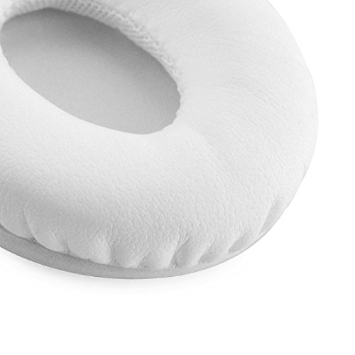 Geekria QuickFit Protein Leather Replacement Ear Pads for Beats Solo HD (810-00012-00) On-Ear Headphones Earpads, Headset Ear Cushion Repair Parts (White)