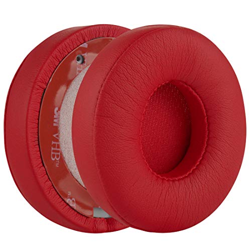 Geekria QuickFit Replacement Ear Pads for Beats Solo2 Wireless, Solo2.0 Wireless (B0534) On-Ear Headphones Earpads, Headset Ear Cushion Repair Parts (Red)