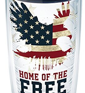 Tervis Made in USA Double Walled Home of the Free Because of the Brave Insulated Tumbler Cup Keeps Drinks Cold & Hot, 16oz, Clear