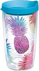 tervis watercolor pineapples made in usa double walled insulated tumbler travel cup keeps drinks cold & hot, 16oz, classic