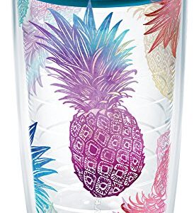 Tervis Watercolor Pineapples Made in USA Double Walled Insulated Tumbler Travel Cup Keeps Drinks Cold & Hot, 16oz, Classic