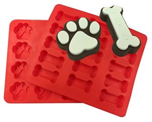 xl dog paw and bone mold combo pack - for baking paws and bones - silicone by merry bird