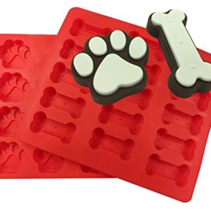 XL Dog Paw and Bone Mold Combo Pack - For Baking Paws and Bones - Silicone by MERRY BIRD