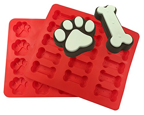 XL Dog Paw and Bone Mold Combo Pack - For Baking Paws and Bones - Silicone by MERRY BIRD