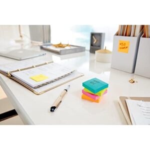 Post-it Super Sticky Notes, Assorted Sizes, 4 Pads, 2x the Sticking Power, Supernova Neons, Neon Colors, Recyclable (4622-SSMIA)