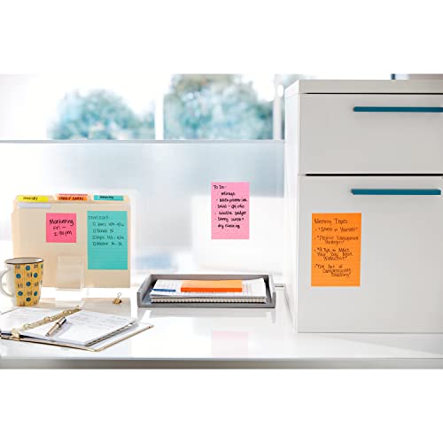 Post-it Super Sticky Notes, 4x6 in, 5 Pads, 2x the Sticking Power, Supernova Neons, Bright Colors, Recyclable (660-5SSMIA)