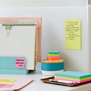 Post-it Super Sticky Notes, 4x6 in, 5 Pads, 2x the Sticking Power, Supernova Neons, Bright Colors, Recyclable (660-5SSMIA)