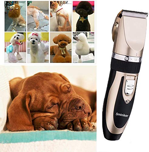 Sminiker Professional Rechargeable Cordless - Professional Pet Hair Clippers with Comb Guides for Dogs Cats Horses and Other House Animals Pet Grooming Kit