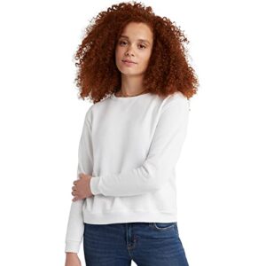 hanes women's ecosmart crewneck sweatshirt, white, large