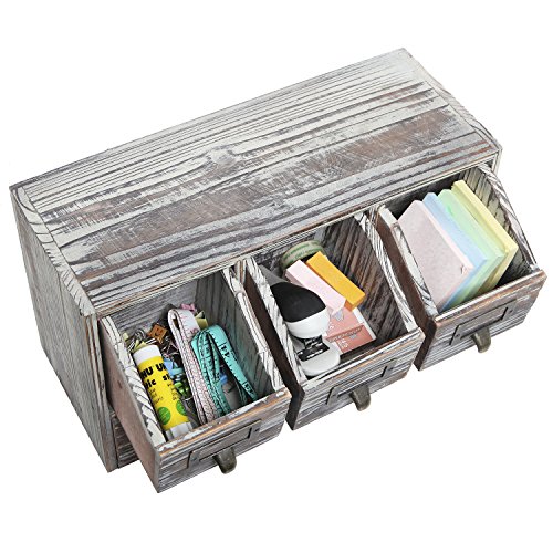 MyGift Rustic Torched Wood Desk Supplies Organizer Caddy with Multiple Compartment Drawers, Craft Supply Storage Cabinet with 4 Drawers