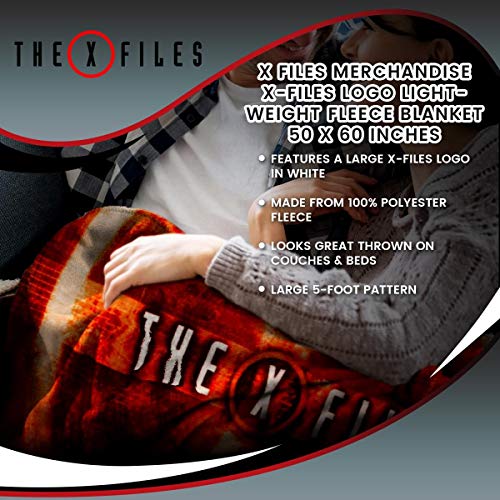 X Files Merchandise | X-Files Logo Lightweight Fleece Blanket | 50 x 60 Inches