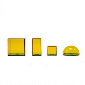 hand2mind Plastic Fillable 3D Shapes, Yellow Geometric Solids for Measuring Volume (Set of 14)