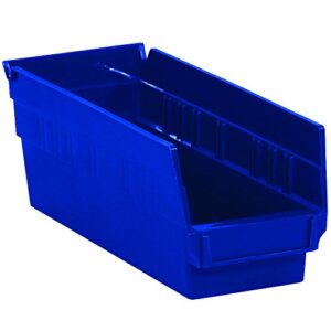 box usa bbinps102b plastic shelf bins boxes, 11 5/8" x 4 1/8" x 4", blue (pack of 36)